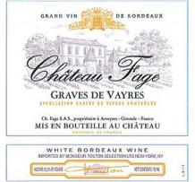 Chateau Fage - Graves De Vayres White 2020 (750ml) (750ml)